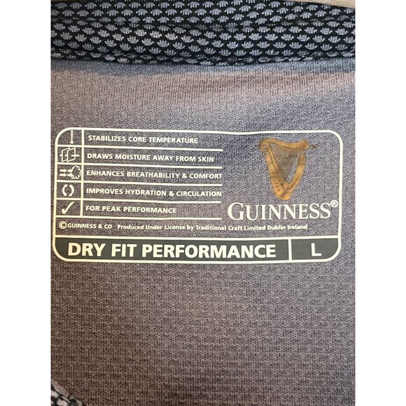 Guinness Mens Dry Fit Polo Shirt L Black/Gray Moisture-Wicking Performance - Picture 3 of 8